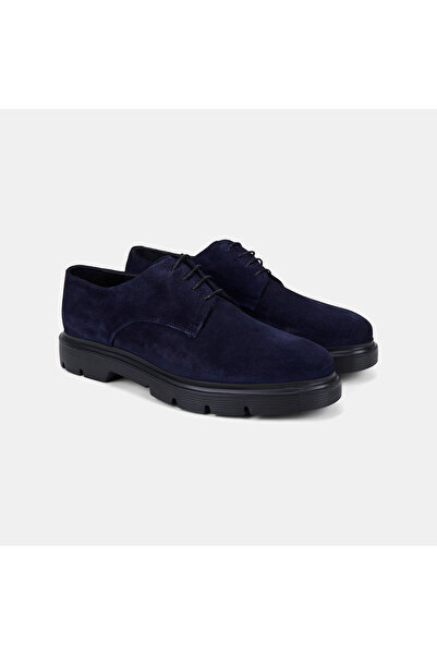 Desa Men's Navy Blue Lace-Up Thick Soled Suede Classic Shoes