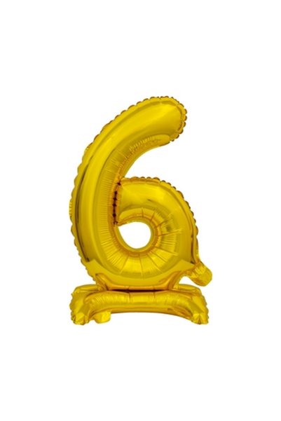Generic Brand Gold B&C Gold mini numarul 6 cu baza de balon din folie 38 cm