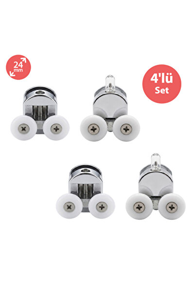 EYM Duşakabin Tekerleği Metal Gövdeli Krom 4 lü Set Teker Çapı 24 mm