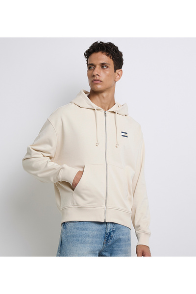 Tommy Hilfiger Tjm Crp New Classics Zip Thr Men's Beige Sweatshirt - Dm0Dm21626