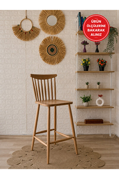 silla Yıldız Bar Sandalyesi Naturel Ahşap Ada Sandalye