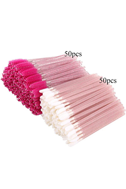 choice2 A0177-Rose Red 100pcs Disposable Makeup Brush Kit Crystal Mascara Wan...