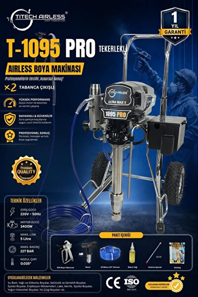 Titech Airless Sprey Teknolojileri T-1095 PRO Elektrikli Airless Boya Makinas...