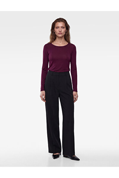 Koton Slim Fit Crew Neck Long Sleeve Viscose Basic Blouse