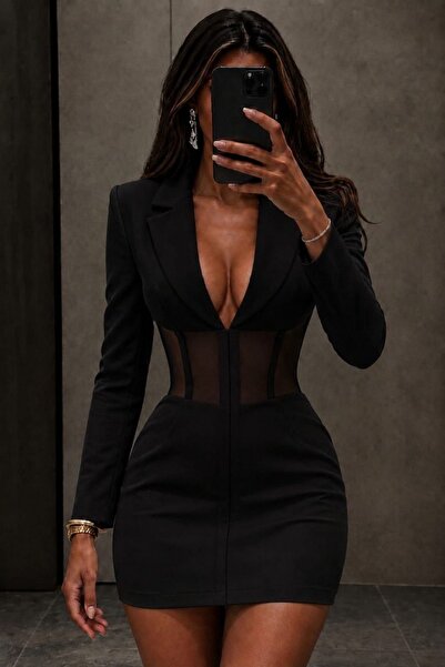 Generic Brand Shirt Collar Zippered Jacket Dress