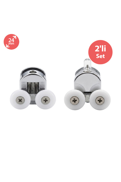 EYM Duşakabin Tekerleği Metal Gövdeli Krom 2 Li Set Teker Çapı 24 mm