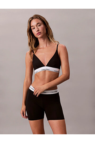 Calvin Klein Kadın Marka Logolu Beyaz Elastik Bantlı Siyah Sütyen LV00QF8508 UB1