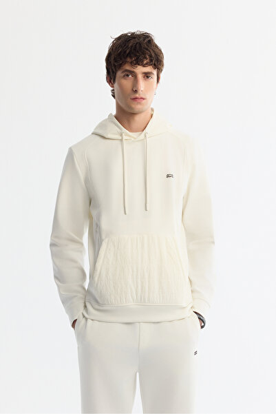 Avva Erkek Ekru Kapüşonlu Baskılı Elastan Regular Fit Sweatshirt A42Y1262