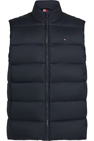 Tommy Hilfiger Men's Brand Logo Quilted Regular Fit Navy Blue Vest