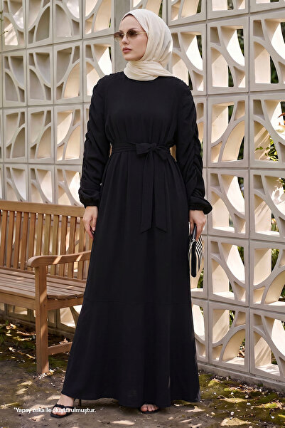 InStyle Crepe Elastic Black Dress