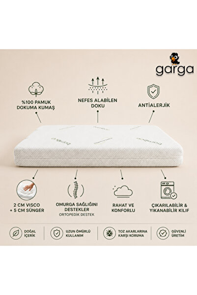 garga Doğal Visco Bamboo Bebek ve Çocuk Yatağı 7 cm – Ortopedik Park Yatak & ...