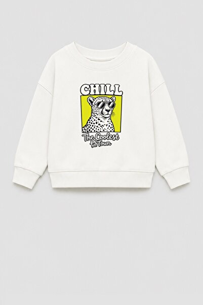Monila Boy's 3 Thread Fabric Leopard Printed Cotton Sweatshirt