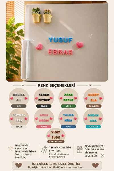 Genel Markalar İsme Özel Harfli Magnet