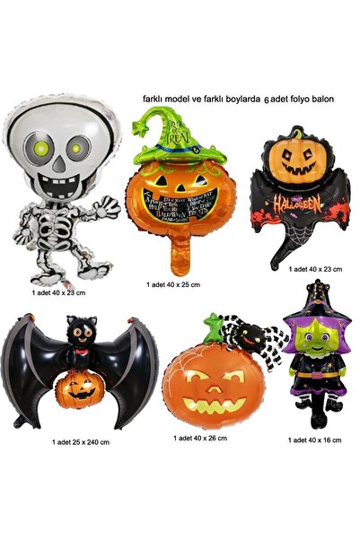 partidolu Halloween Temalı Şekilli Süpershape Folyo Balon 6 Adet 40 cm