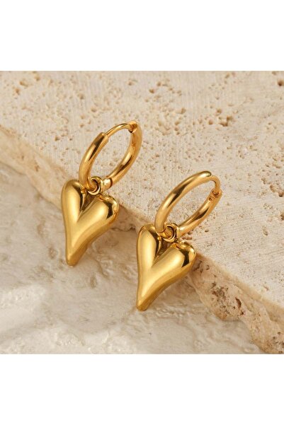 Choice 01 Stainless Steel Chic Heart Huggie Hoop Earrings Charm Gold Color Ta...