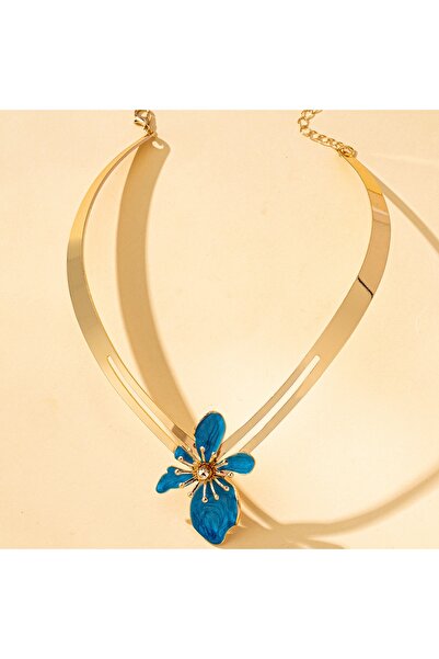 Choice Blue Women's Choker Necklace with Floral Design, Fashionable and Uniqu...