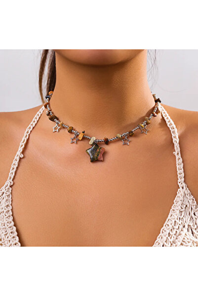 Choice Style 1 Boho Kpop Colorful Irregular Natural Stone Hollow Star Pendant...