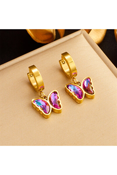 Choice E5069 DIEYURO 316L Stainless Steel Butterfly Pentagram Colorful Purple...