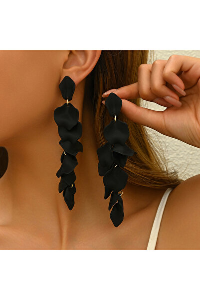 Choice BLACK Flower Long Bohemian Drop Earrings for Women Red Petal Acrylic T...