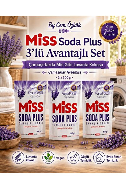 Miss Foşur Foşur Soda Plus Lavanta Kokulu Çamaşır Sodası 500 gr x 3 Adet Avan...