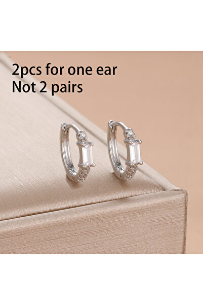 Choice silver-white-2PCS Exquisite Multicolor Crystal Flower Hoop Earrings fo...