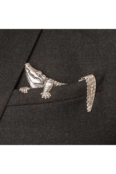 Choice Silver crocodile Exquisite Creative Animal Brooches Crocodile Tiger Oc...