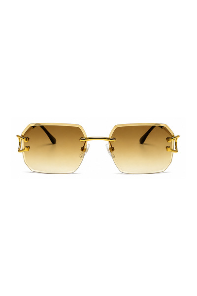 Toz Vintage Salron Gold Metal Framed Brown Glass Geometric Unisex Vintage Ret...