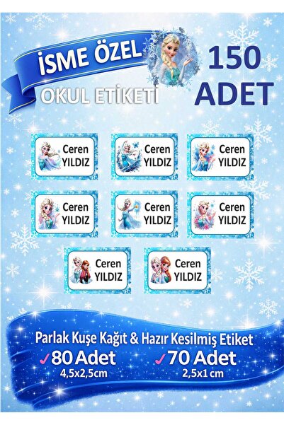 fırsatlar diyarı Okul Etiketi Elsa Frozen Prenses Temalı - Özel Isim Yazdırıl...