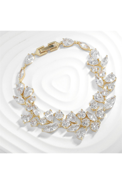Choice Gold Color ZAKOL Luxury Shiny AAA CZ Charm Bracelet for Women Elegant ...