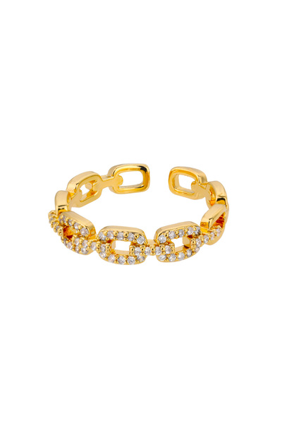 Choice resizable JZ2482G-7 Luxury Zircon Twist Chain Open Rings For Women Sta...