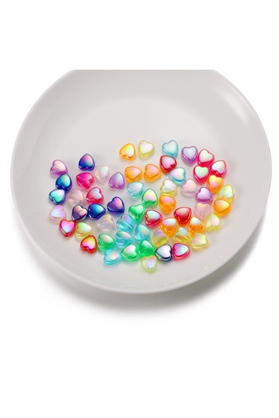 Choice 100pcs Mixed 100Pcs/Lot 9mm Colorful Heart Love Acrylic Loose Spacer B...