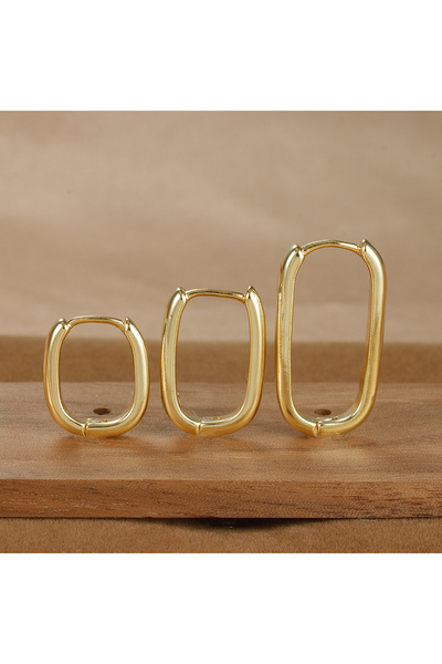 Choice E1398-gold-3pcs 3PCS Simple Square Hoop Earrings Set for Women Stainle...