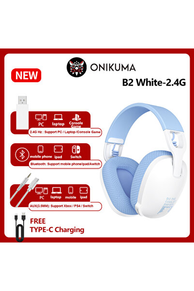 Choice B2-Whtie 2025 New Onikuma B2 Wireless Gaming Headset For PS5 PS4 PC 2....
