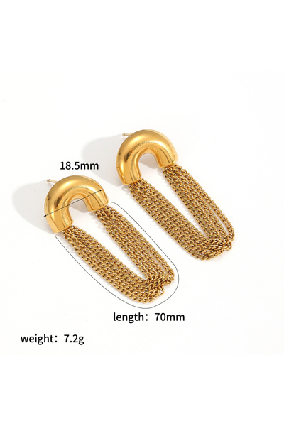 Choice TE60330-G Fashion Design Stainless Steel Tassel Chain Earrings Waterpr...