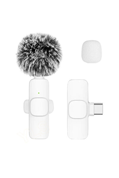 Choice10 White 1in1 Type-C New Wireless Lavalier Microphone Portable Audio Vi...