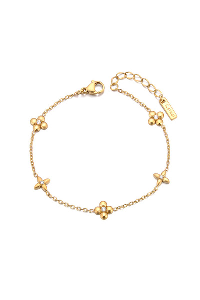 Choice B25064G Delicate Crystal Flower Stainless Steel Bracelet for Women Cla...