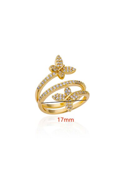 Choice10 JZ4454G Romantic Butterfly Zirconia Women's Rings Gold-Plated Stainl...