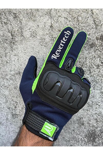 MOTOKIT Revertech Aura Navy Blue / Neon - Touchscreen Compatible Men's Motorc...