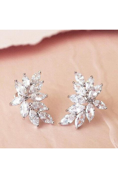 Choice E1489 Huitan Chic Leaf Stud Earrings with AAA Marquise Cubic Zirconia ...