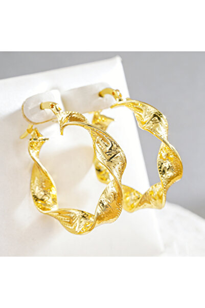 Choice E5695 Huitan Twisted Textured Gold Color Hoop Earrings for Women Trend...