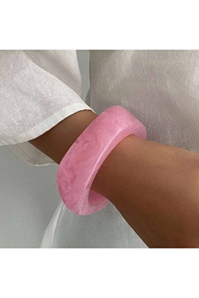 Choice Pink Salircon Vintage Round Resin Bangle for Women Big Irregular Wide ...