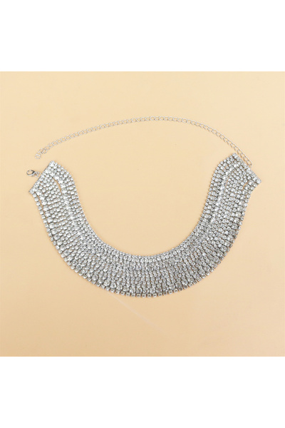 Choice Silver Plated Luxury Multilayers Rhinestone Chokers Necklaces for Wome...