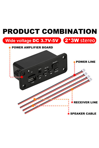 Choice black 2*3W 6W Amplifier 5V MP3 Decoder Board Bluetooth 5.0 Stereo Audi...