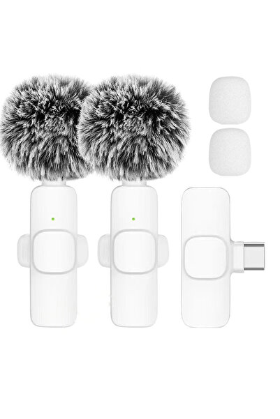 Choice4 White 2in1 Type-C New Wireless Lavalier Microphone Portable Audio Vid...