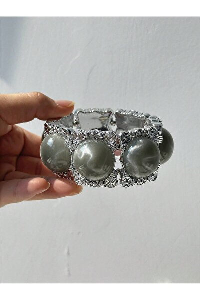 Choice5 A Retro-inspired New Arrival Transparent Gray-Black Resin Bracelet Ir...