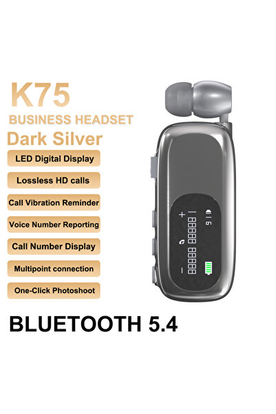 Choice9 Dark Silver K75 Lavalier Business Headset Bluetooth 5.4 Bass Earphone...