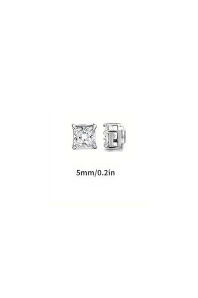 Choice white 5mm Dazzling square zirconia magnetic earrings ,Ear Clip Earring...