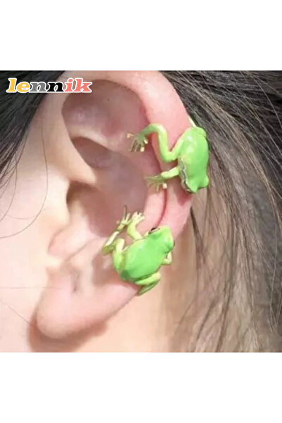 Choice Two frogs LENNIK Cute Green Frog Ear Clip Natural Retro Frog Personali...