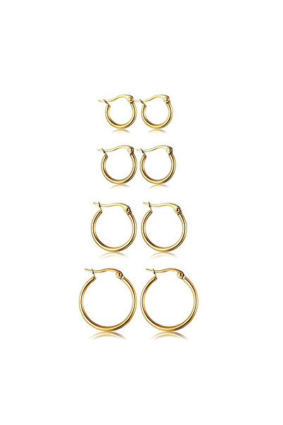 Choice Gold 4 Pairs Silver Stainless Steel Hoop Stackable Earrings for Women,...