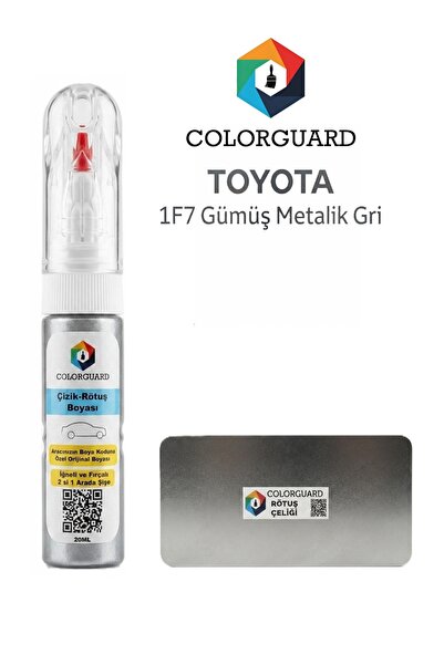 COLORGUARD Toyota 1F7 Gümüş Metalik Gri 2si1 Arada Rötuş Boyası, İğneli Fırça...